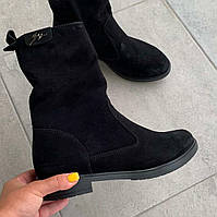 Черевики жіночі замшеві чорні /23196/ 39р