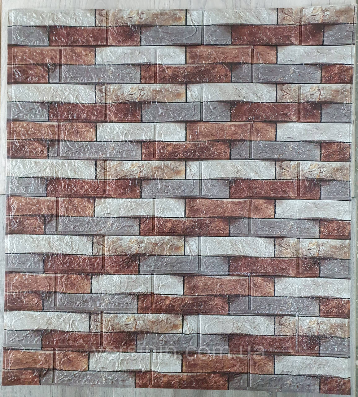 Самоклеюча декоративна 3D панель стінова, Пісковик темно-коричневий, розмір 700х770х5мм, фото 1