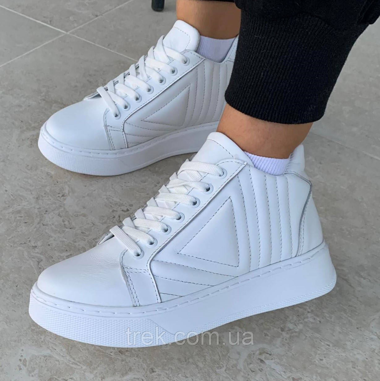 Кросівки жіночі зимові шкіряні білі /23312/ 37р, фото 1