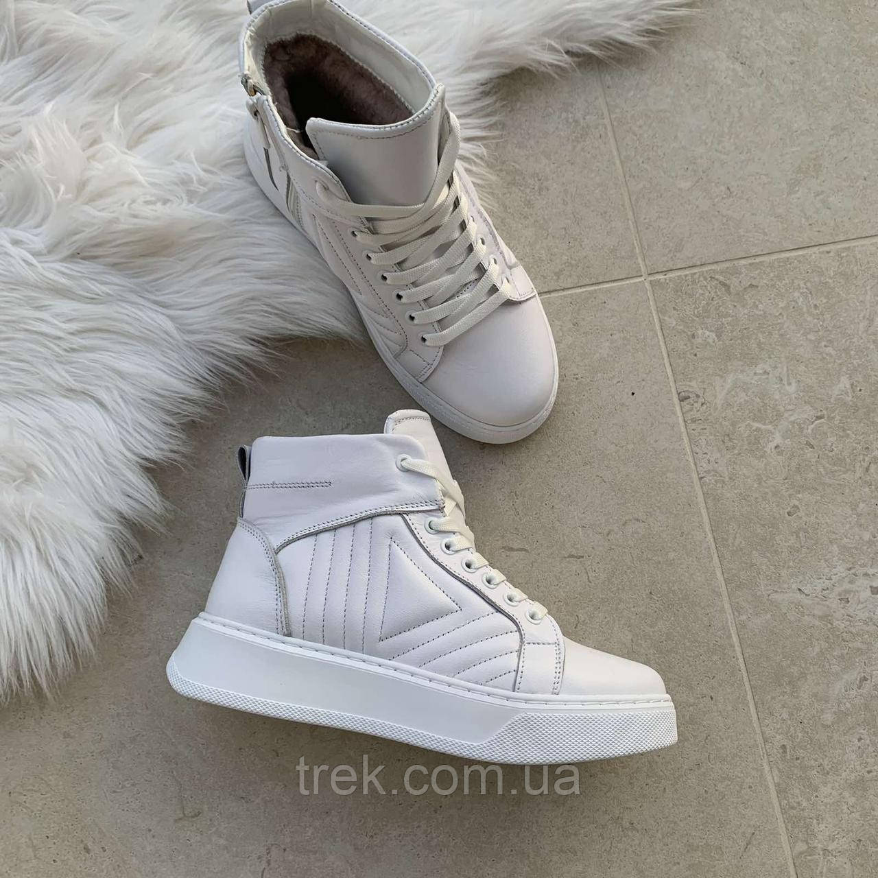 Черевики жіночі зимові шкіряні білі /23315/ 37р, фото 1