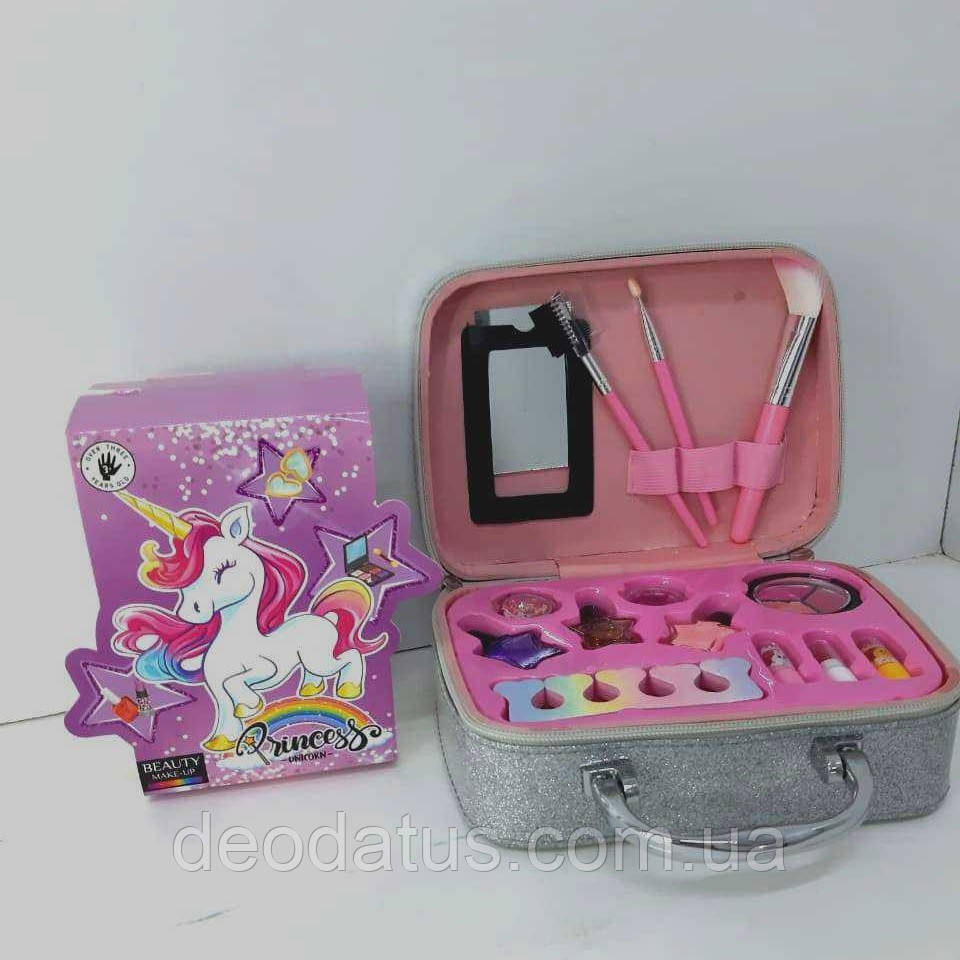 Косметика дитяча та аксесуари кисті для макіяжу лаки тіні помади в косметичці кейс б'юті-бокс B160, фото 1