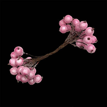 Гілочка штучної калини в цукрі для декору, цукрова калина, колір ніжно-рожевий