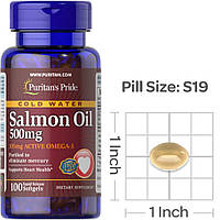 Рыбий жир лосося Puritan's Pride Salmon Oil 500 mg 100 гел капсул Омега 3