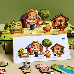Дитяча розвиваюча гра з картками "Панорама: ферма" (Рамки-вкладки дерев'яні)
