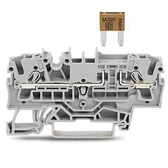 Клема 2-провідна прохідна Wago на DIN-рейку 2,5 (4) мм2 з запобіжником 2002-1681