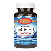 Жирные кислоты Carlson Labs Cod Liver Oil Gems Super 1000 mg, 100 капсул