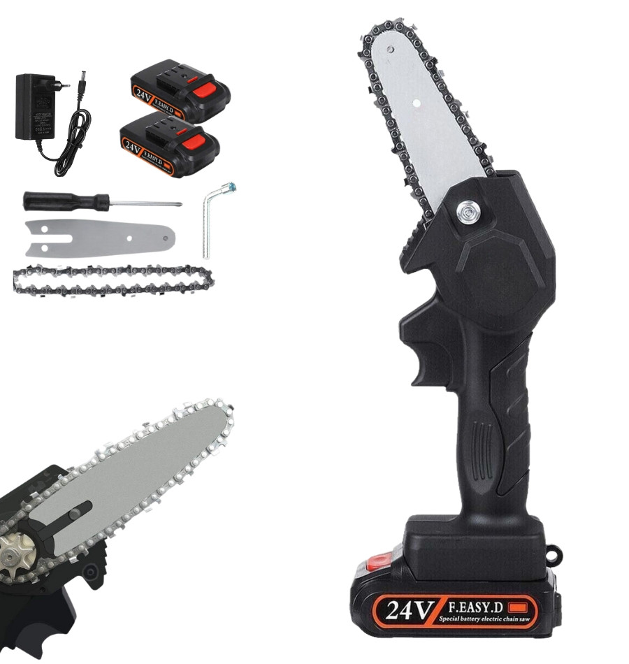 Ручная электропила с 2 съемными аккумуляторами 24V Сhainsaw Цепная ...