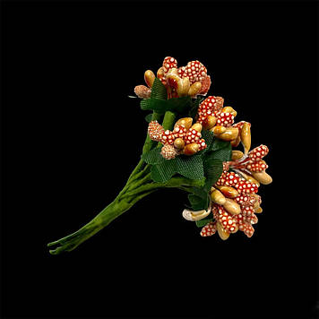 Тичинка комбінована на гілці, на ніжці, маленькі квіточки,колір помаранчевий