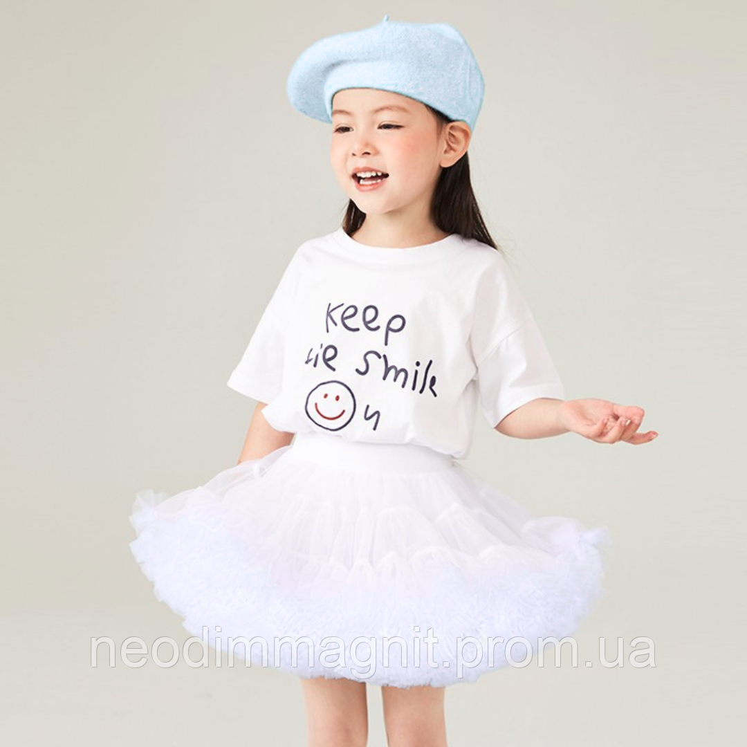 Стильная пышная детская юбка из мягкого и невесомого нейлонового шифона Белая р.130 - фото 1 - id-p1998008954