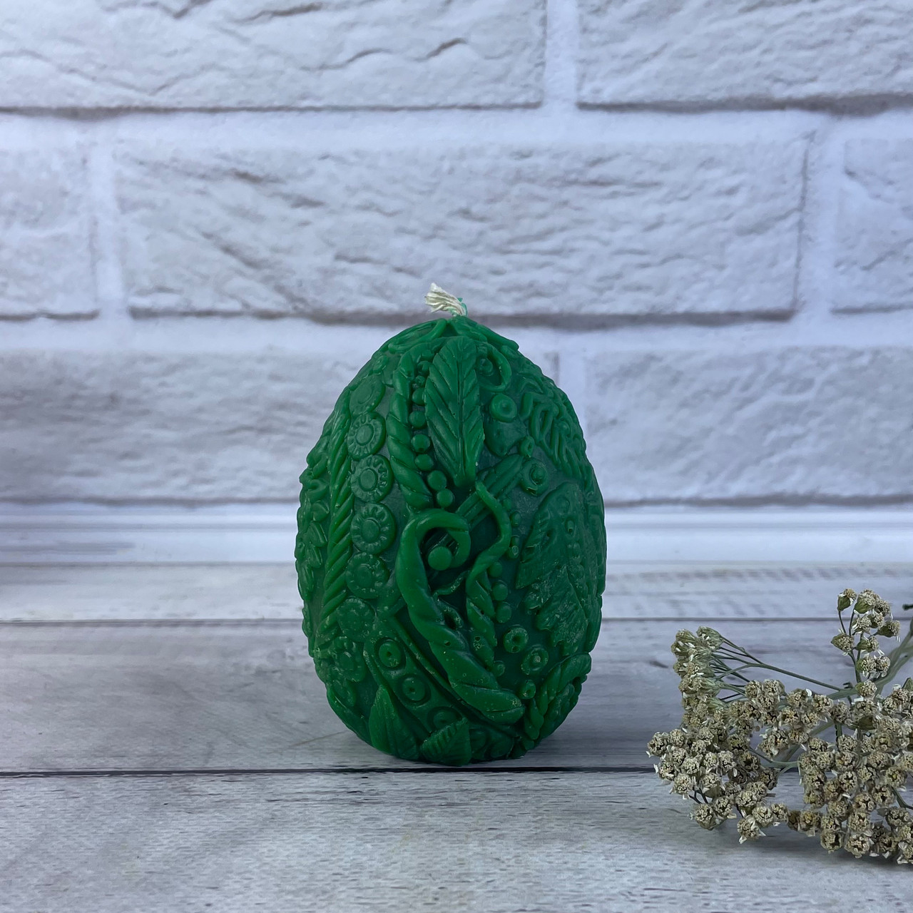 Зелена воскова свічка - Яйце-оберіг, фото 1