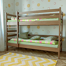 Ліжко двоярусне з натурального дерева (з ламелями, без матраца) Засоня Уют вільха Мікс Меблі
