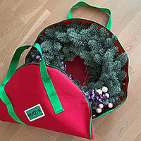 Сумка-чохол для зберігання новорічних прикрас кругла 50 см червона