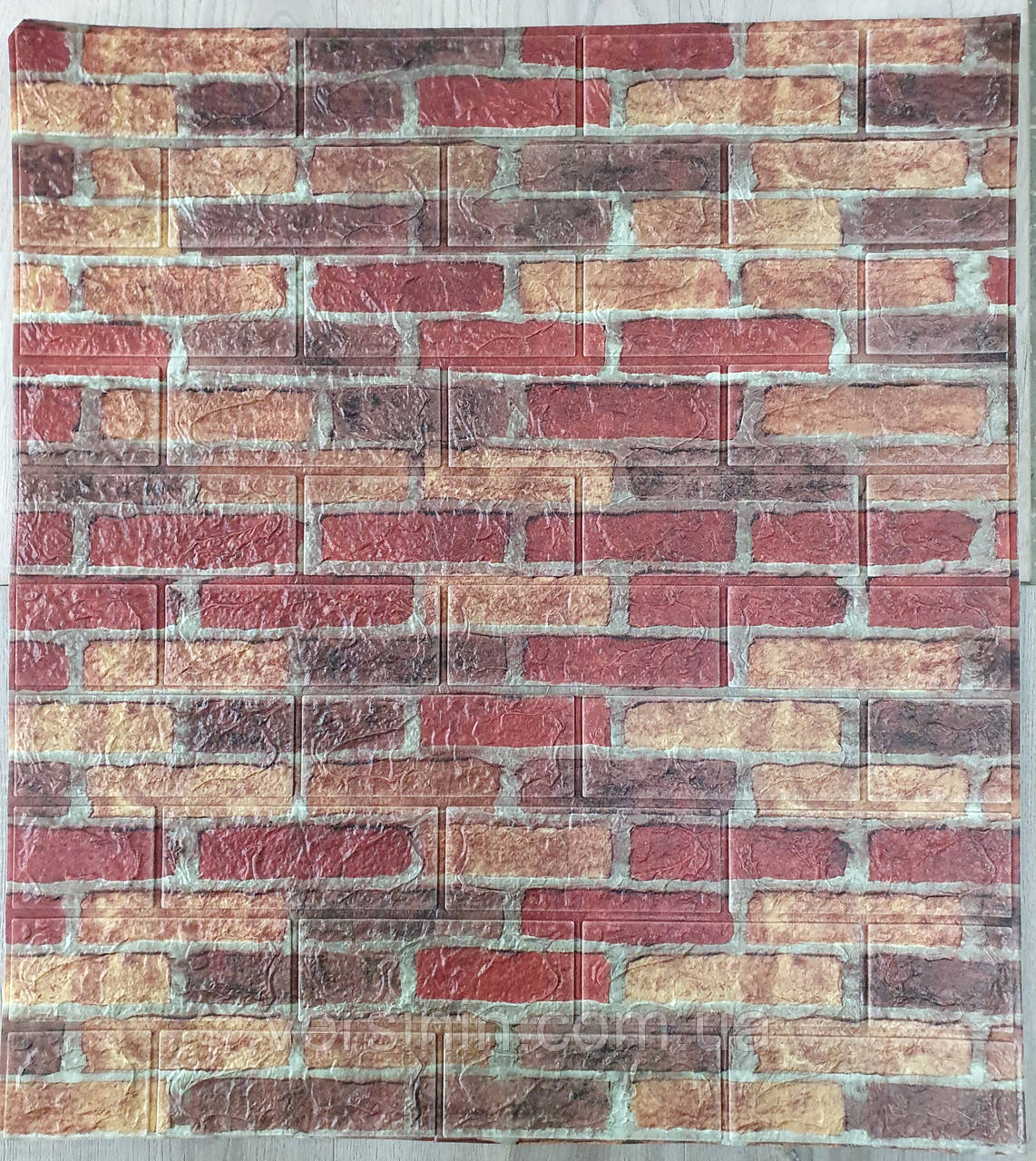 Самоклеюча декоративна 3D панель стінова, Цегла червоно-коричнева, розмір 700х770х5мм, фото 1
