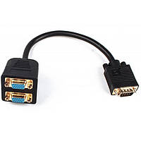 Розгалужувач VGA 0.2 m Cablexpert CC-VGAX2-20CM (CC-VGAX2-20CM) чорний (пакет)