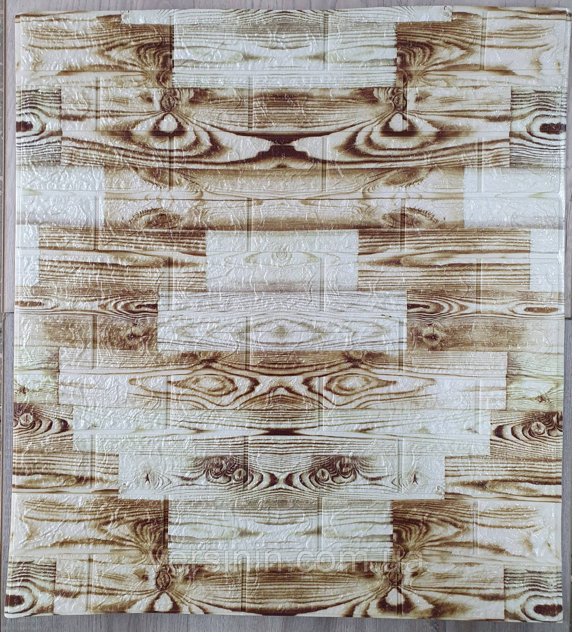 Самоклеюча декоративна 3D панель стінова, Дерево сосна, розмір 700х770х5мм, фото 1