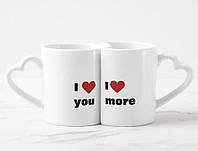 Парные чашки для влюбленных в виде сердца I Love You/I Love More PZZ