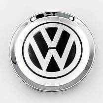 Ковпачки (заглушки) на литі диски VW (Фольксваген) 58 мм Чорний лого, Хром (1GD601149), фото 4