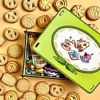 Дитяча розвиваюча гра "Веселе чаювання" (Дерев'яні пазли, вкладки в рамці) з картками