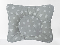 Ортопедическая подушка в кроватку для детей Бабочка звёзды на сером Лежебока