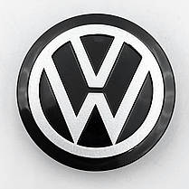 Ковпачки (заглушки) на литі диски VW (Фольксваген) 58 мм Хром лого, Чорні (C5013K58), фото 4