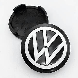 Ковпачки (заглушки) на литі диски VW (Фольксваген) 58 мм Хром лого, Чорні (C5013K58), фото 3