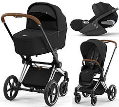 Cybex Priam 4.0 коляска 3 в 1 Sepia Black шасі Chrome Brown автокрісло Cloud T i-Size