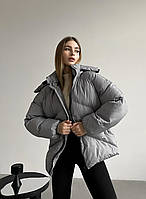 Жіноча зимова куртка-пуховик Reload Quadro W сіра / Зимовий пуховик оверсайз стильний теплий
