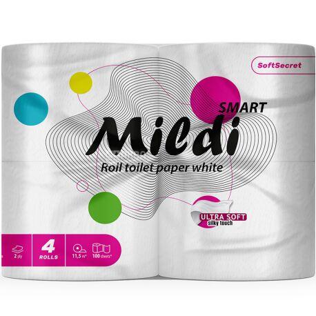 Туалетний папір Mildi smart 4 рулони 2 шари білий