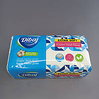 Салфетки бумажные белые, Dibaj в мягкой упаковке, 400 шт, трехслойная