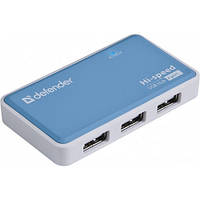 USB-хаб Defender 83503 Quadro Power 4-port USB2.0 активний синьо-білий
