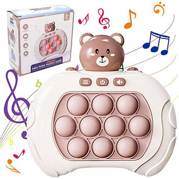 Іграшка антистрес Pop it PRO Bear Brown, від батарейок / Електронна приставка консоль / Інтерактивна іграшка