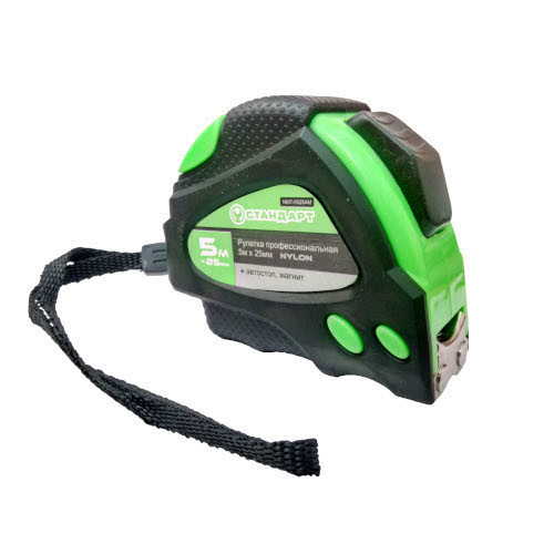 Рулетка з магнітом і автостопом професійна 5м*25мм СТАНДАРТ NMT-0525AM, фото 1