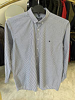 Чоловіча сорочка з довгим рукавом Castelli 2005 батал 2-6XL біла в сіру полоску
