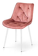 Стильный мягкий стул с велюровой обивкой обеденный кухонный Прадо белый / пудровый, набор стульев Микс Мебель