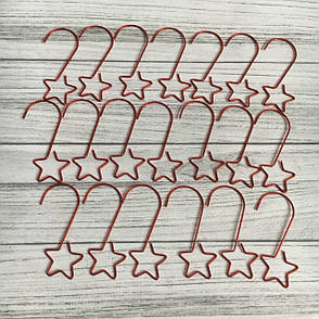 Гачки для новорічних іграшок металеві червоні 20 шт., фото 1