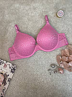 Бюстгальтер Push up 36B Victoria's Secret розовый с кружевом Виктория Сикрет