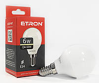 СВЕТОДИОДНАЯ LED ЛАМПА ETRON 6W G45 4200K 220V E14