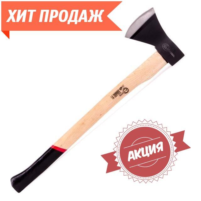 Сокира сталева 1200 г, ручка пекан, 48-57 HRC ІНТЕРТУЛ HT-0259 (кріпкий і надійний)
