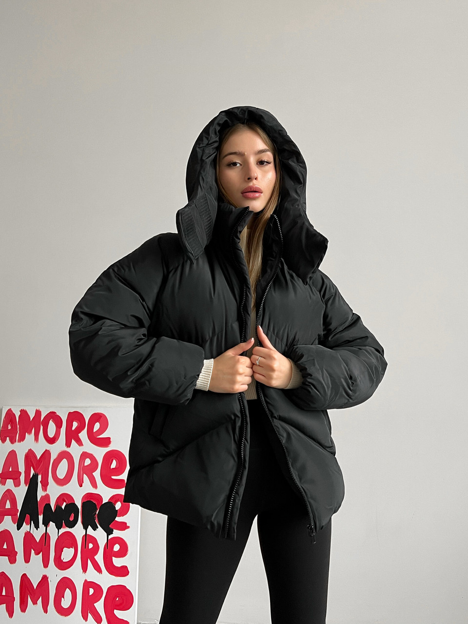 Жіноча зимова куртка-пуховик Reload Quadro W чорна / Зимовий пуховик оверсайз стильний теплий