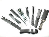 Набор гребней, набор расчёсок, расчёска - гребень для волос Carbon T&G черный 06416 набор расчесок для волос