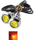 Помаранчеві врізні світлодіоди (Орлине око 18мм.) корпус срібло - LED DRL ДХО підсвічування салону