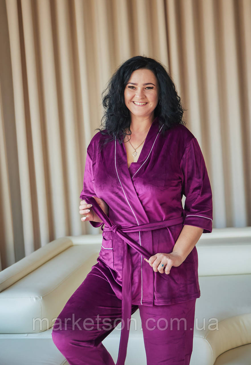 Жіноча піжама велюрова домашній костюм р.2XL,3XL,4XL,5XL