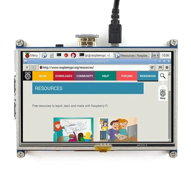 Екран Waveshare 5" 800x480 LCD TFT Resistive TS HDMI для PI 3/PI 4 (WAV-10563)