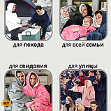 Толстовка - плед з капюшоном HUGGLE HOODIE - BLANKET Рожевий, Плед плюшевий, Тепле худі для дому, фото 9