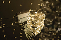 Светодиодная гирлянда роса LED 20 м - Золотой светлый от сети 220 V
