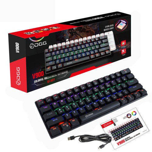 Механическая RGB клавиатура, HXSJ V900-DGG, 61 клавиша, механическая игровая клавиатура - фото 5 - id-p1998124643