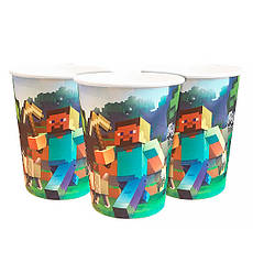 Одноразові стакани "Майнкрафт" (10 шт.), 250 мл., Україна