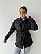 Жіноча тепла базова куртка сорочка стібка із затяжкою на поясі стьобана курточка демісезонна з поясом, фото 10
