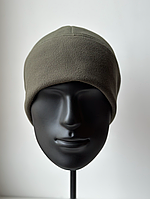 Качественная теплая шапка из флиса темная олива, подшлемник из флиса, L / 58-59
