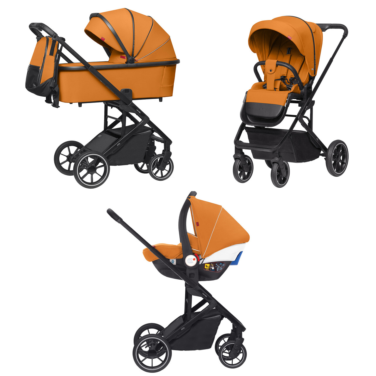 Універсальна коляска 3в1 CARRELLO Alfa+ CRL-6508 Sunrise Orange з автокріслом 0+